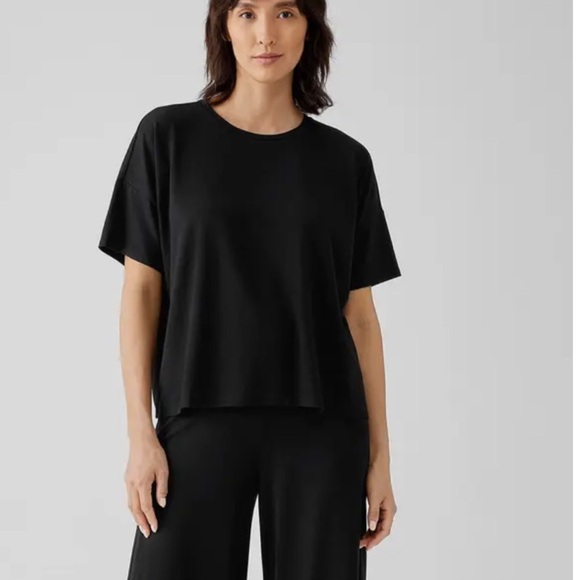 Eileen Fisher —Bateau Neck Boxy T-Shirt - Picture 5 of 9